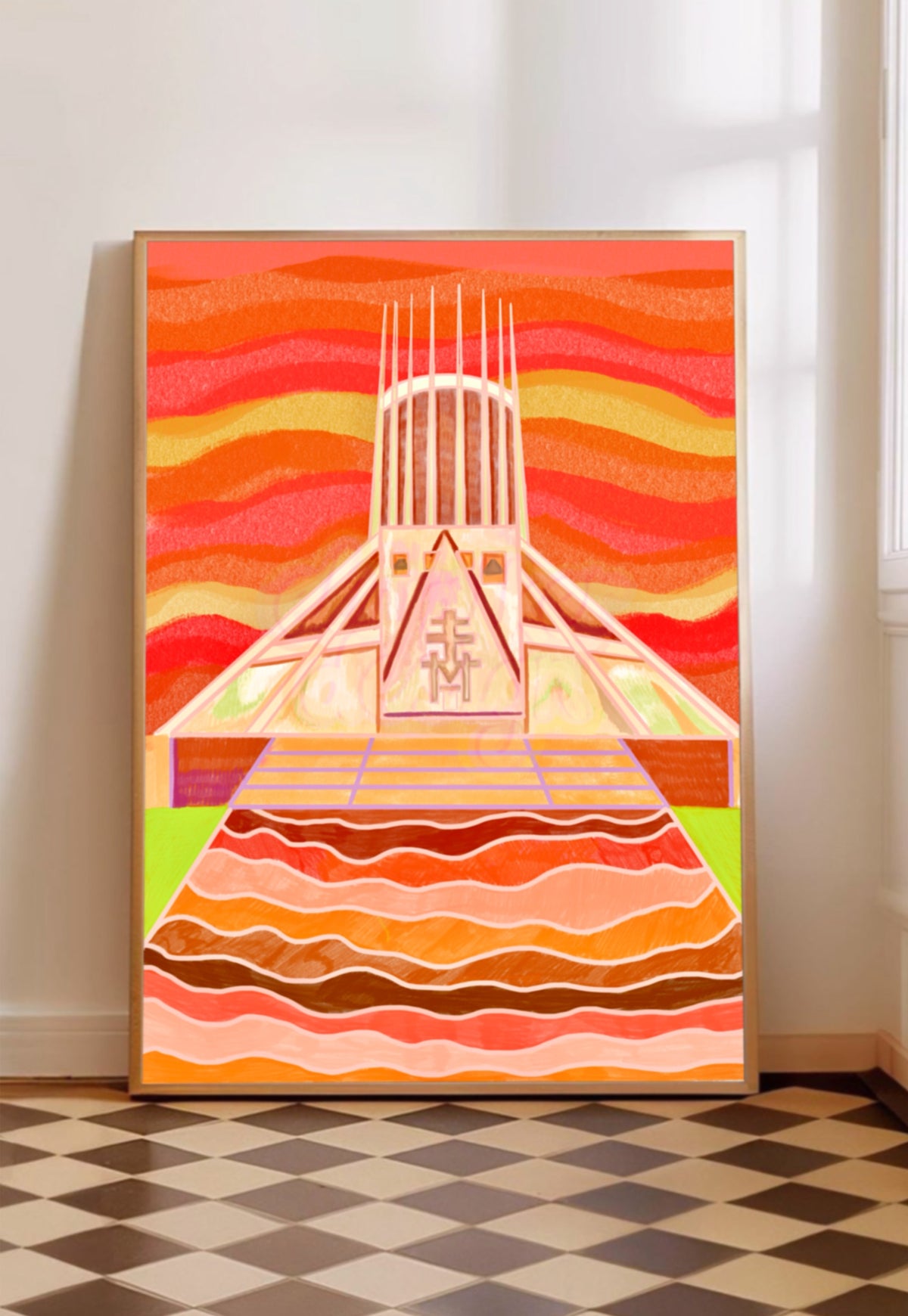 Liverpool Metropolitan Cathedral Print in Orange