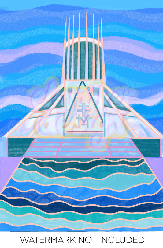 Liverpool Blue Metropolitan Cathedral Print