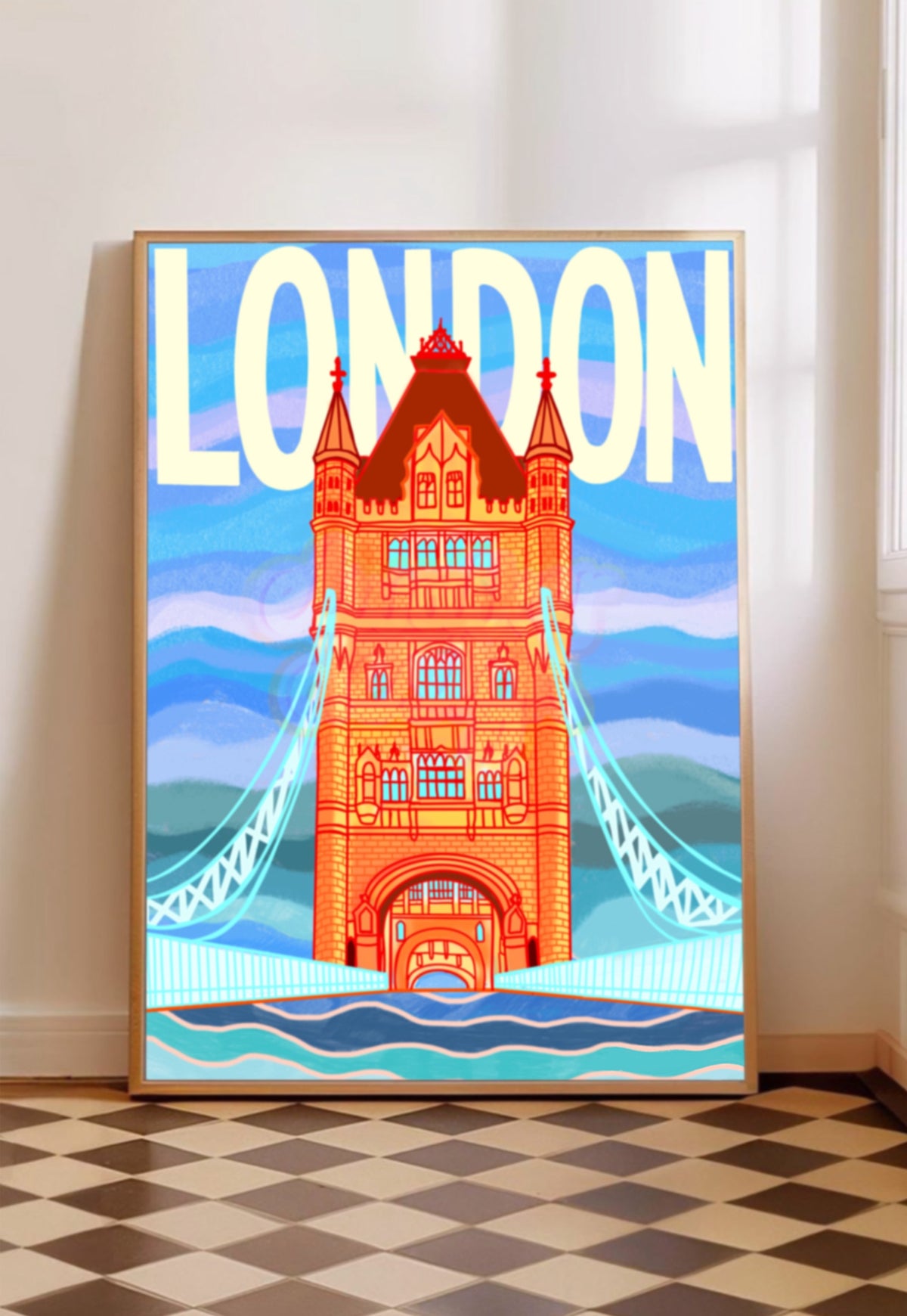 London Tower Bridge Print Blue