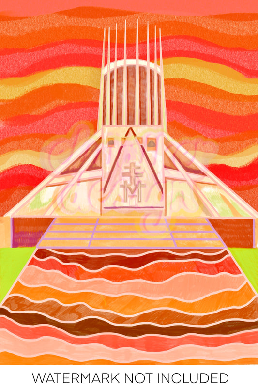 Liverpool Orange Metropolitan Cathedral Print