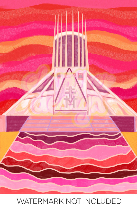 Liverpool Pink Metropolitan Cathedral Print