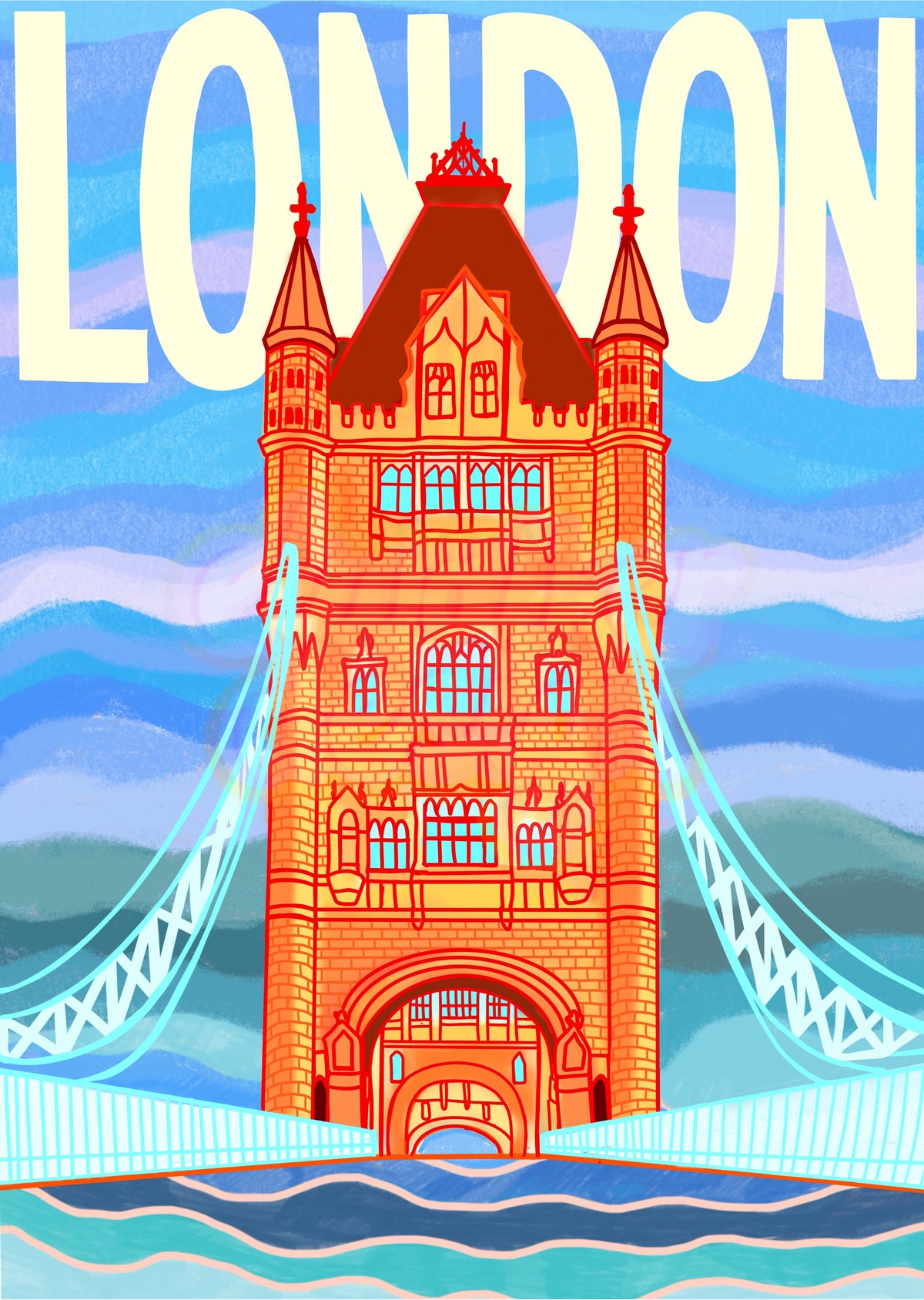 London Tower Bridge Print Blue