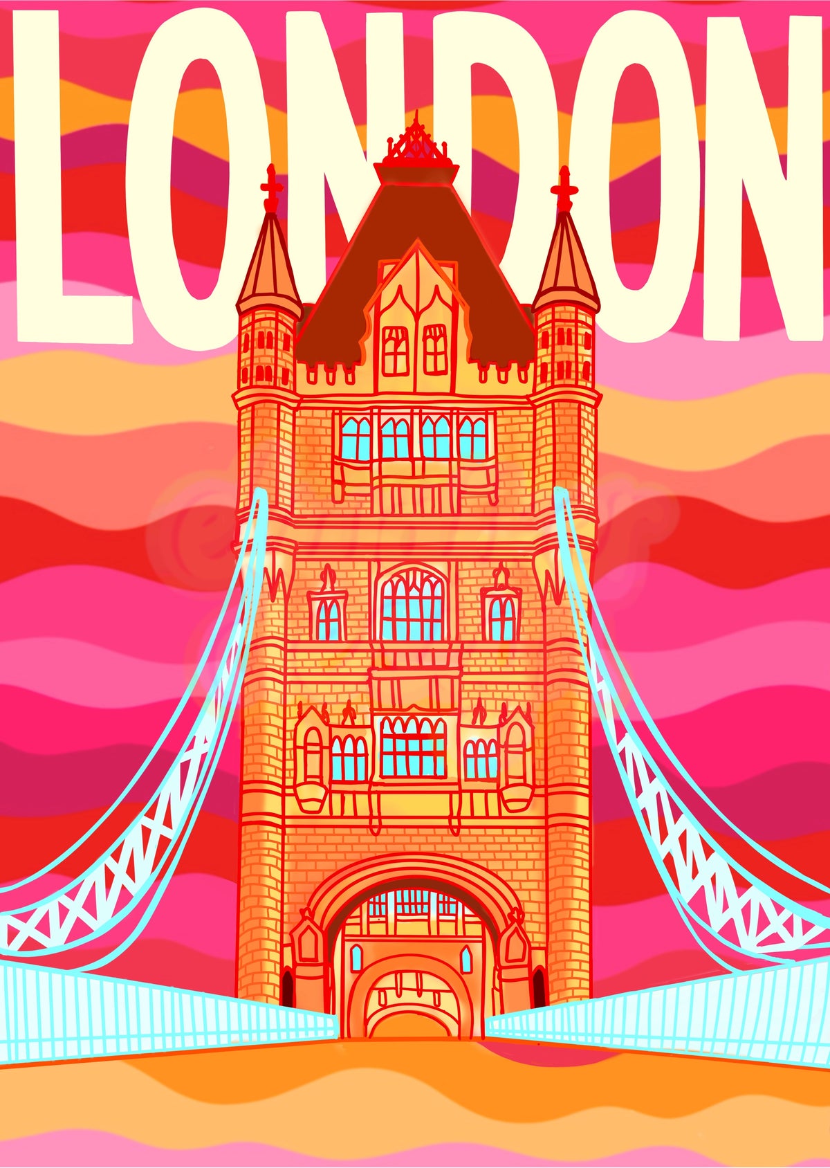 London Tower Bridge Print Pink