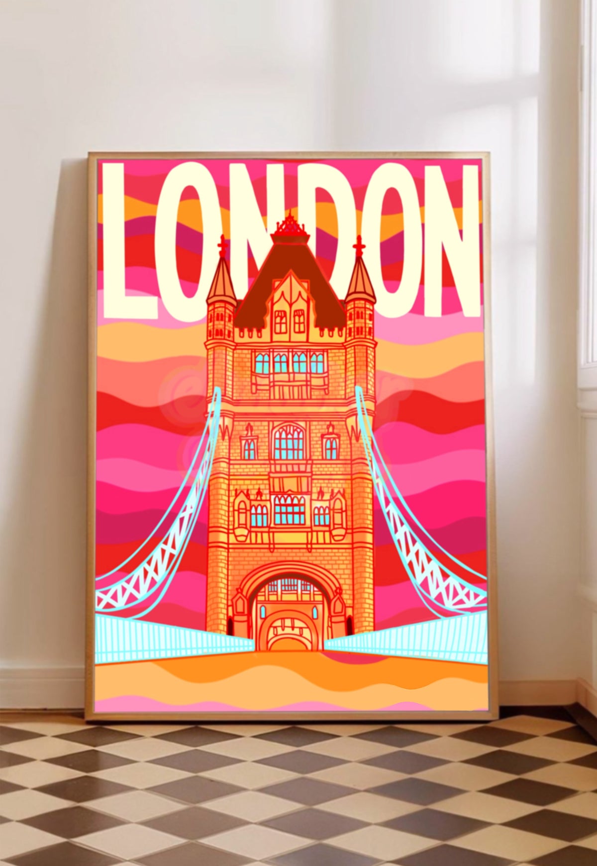 London Tower Bridge Print Pink