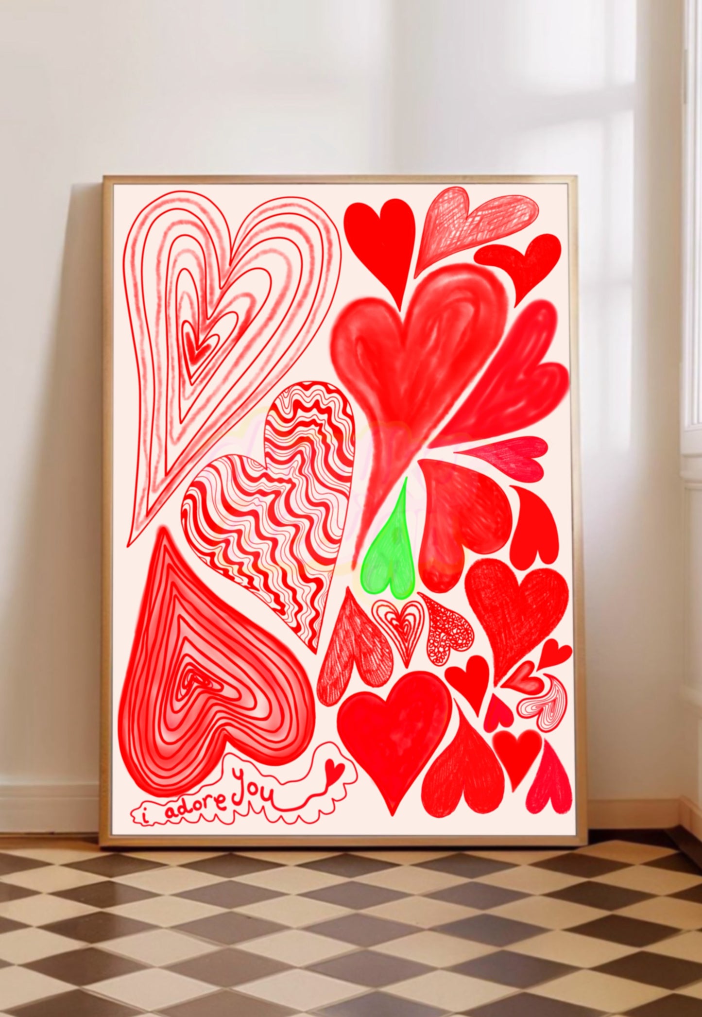 Red I Adore You Print